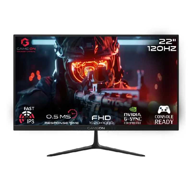 GameOn Gaming Monitor - 22" FHD / 0.5ms / 120Hz / HDMI 2.1 / VGA / Audio out - Monitor