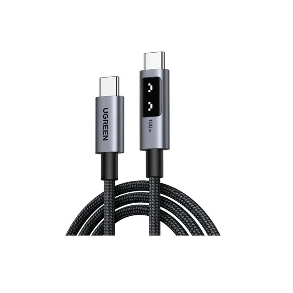 كابل شحن سريع يو جرين أونو بتقنية PD - USB-C / ‏5 أمبير / طول 2 متر / 100 واط / أسود