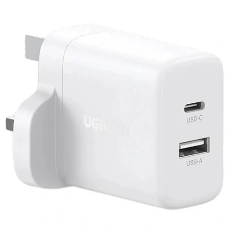 UGREEN UK 2-Port Fast Charger - 20W / USB-C / USB-A / White