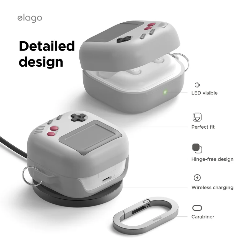 حافظة إيلاغو AW5 هانج، لسامسونج جالاكسي بودز 4 / 4 برو، باللون الرمادي الفاتح