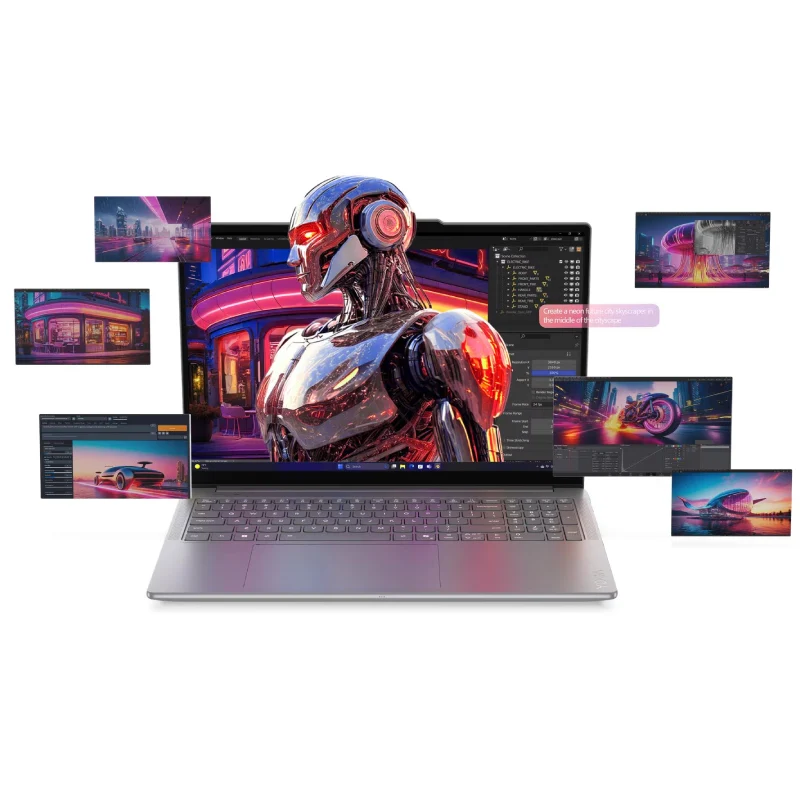 Lenovo Yoga Pro 9 Gen 10 AI PC - 16" 3.2K (3200x2000) Tandem OLED / Ultra 9 285H / 64GB / 2TB (NVMe M.2 SSD) / RTX 5070 8GB GDDR7 / AI Boost, up to 13 TOPS / Win 11 Home / Arb/Eng / 2YW / Luna Grey - Laptop