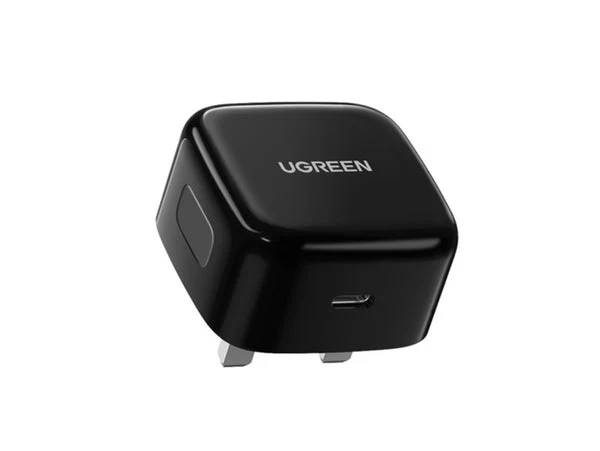 شاحن سريع يو جرين PD بقابس بريطاني أسود - 20 واط / USB-C / أسود