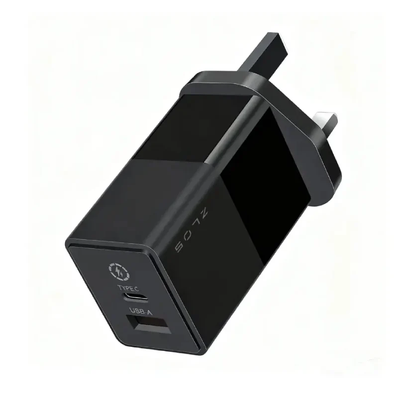 شاحن سريع زلوس أونتيكا بمنفذي GaN، 65 واط، USB-C، USB-A، أسود