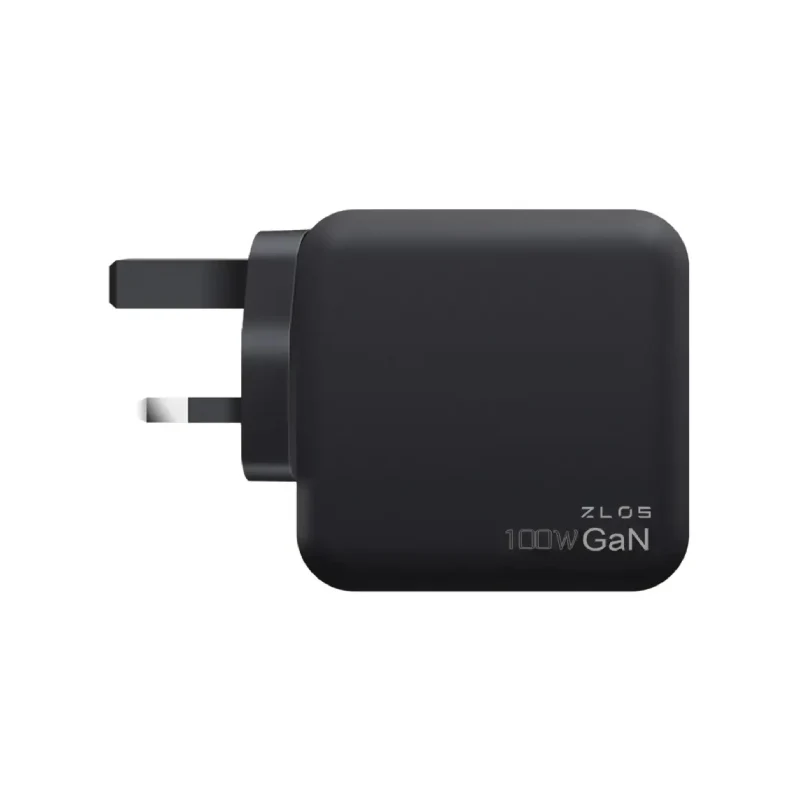 شاحن سريع ZLOS متعدد المنافذ بتقنية GaN - ‏100 واط / USB-C / USB-A / أسود
