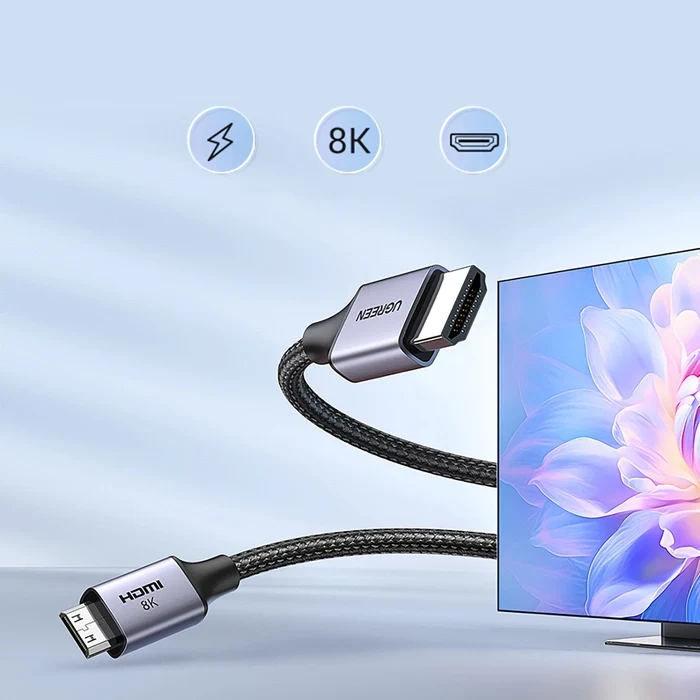 كابل يو جرين من Mini HDMI إلى HDMI بدقة 8K - طول 1 متر / أسود