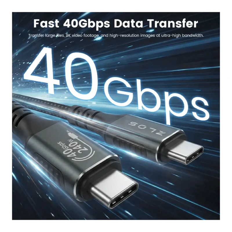 كابل زلوس تيربو تشارج ثاندربولت 4 - USB-C / أسود
