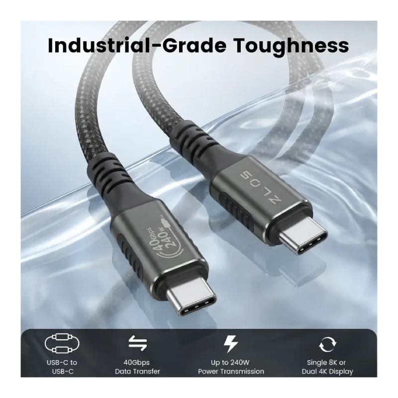 كابل زلوس تيربو تشارج ثاندربولت 4 - USB-C / أسود