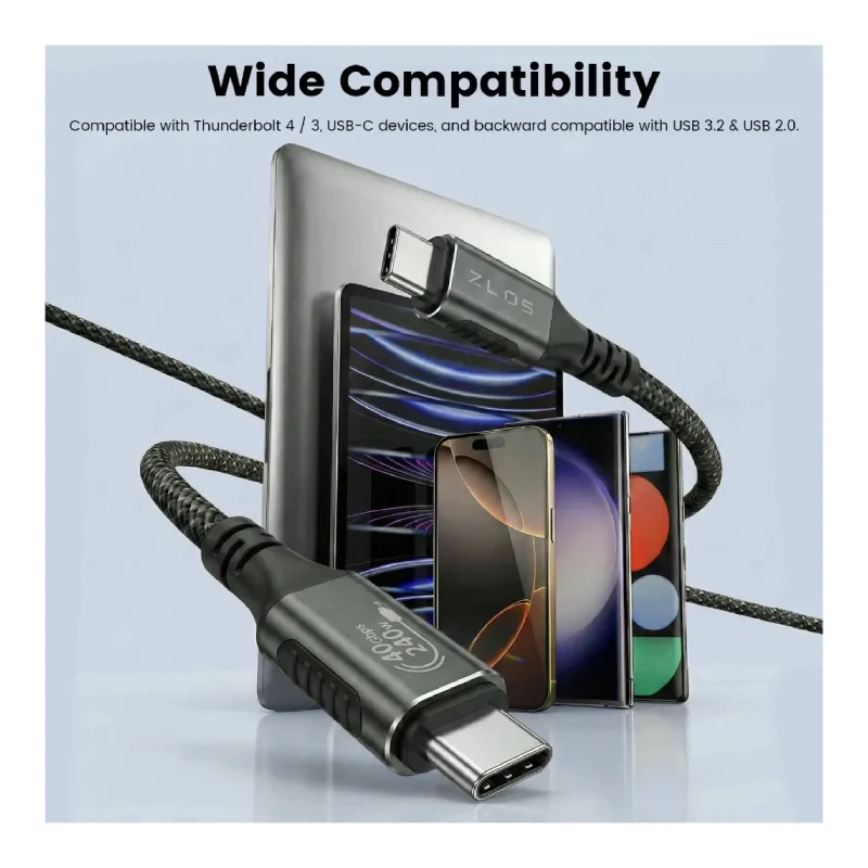 كابل زلوس تيربو تشارج ثاندربولت 4 - USB-C / أسود