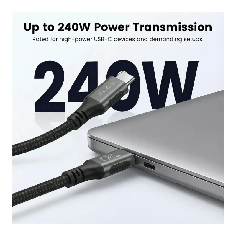 كابل زلوس تيربو تشارج ثاندربولت 4 - USB-C / أسود