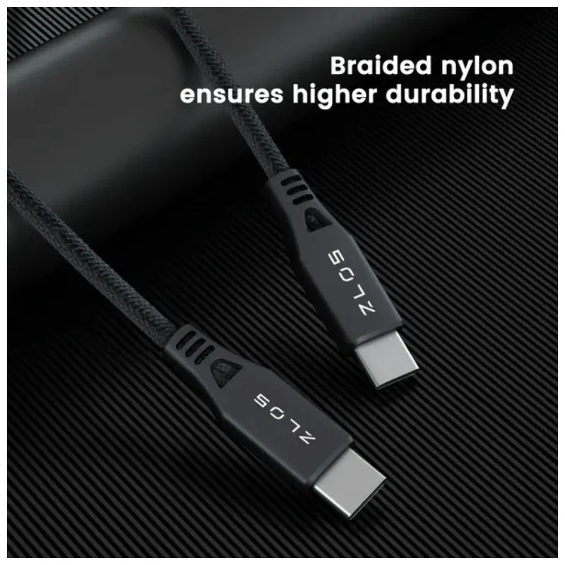 كابل شحن زلوس مع رباط جلدي - USB-C / طول 1.2 متر / أسود