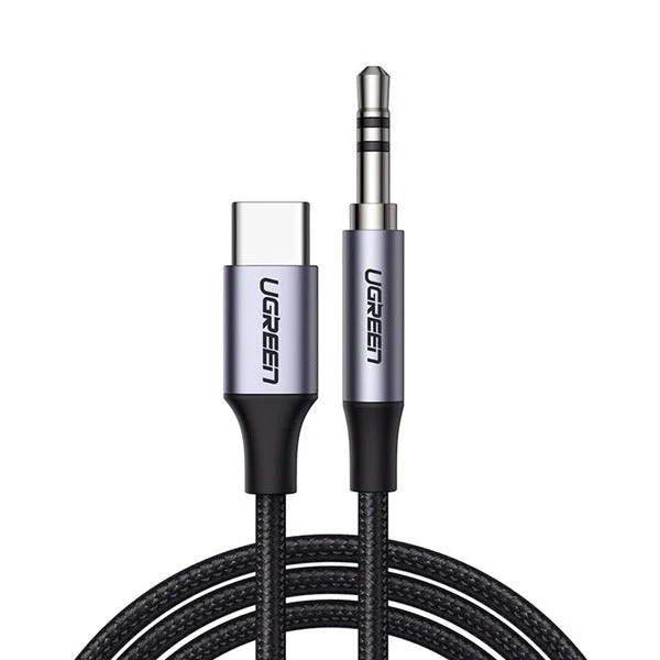 كابل صوت USB-C دائري يوجرين، 1 متر، رمادي داكن