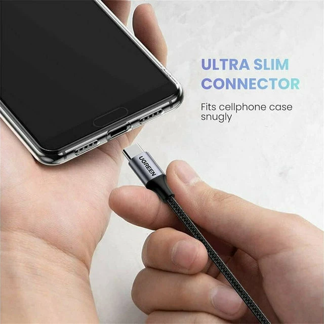 كابل صوت USB-C دائري يوجرين، 1 متر، رمادي داكن