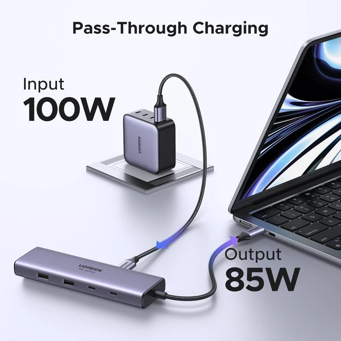 موزع يو جرين ريفودوك USB-C ‏9 في 1 - HDMI / إيثرنت / 100 واط PD / USB-A / فتحة بطاقة SD/TF