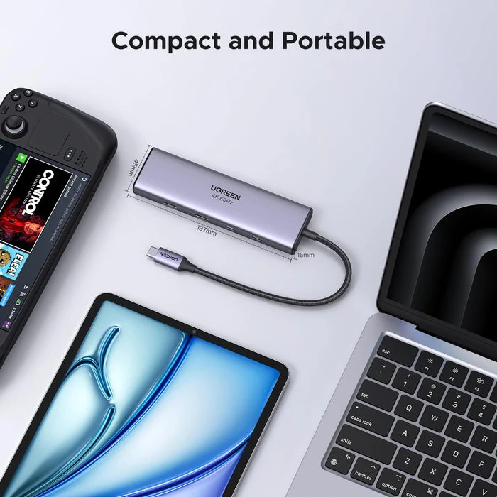 موزع يو جرين ريفودوك USB-C ‏9 في 1 - HDMI / إيثرنت / 100 واط PD / USB-A / فتحة بطاقة SD/TF