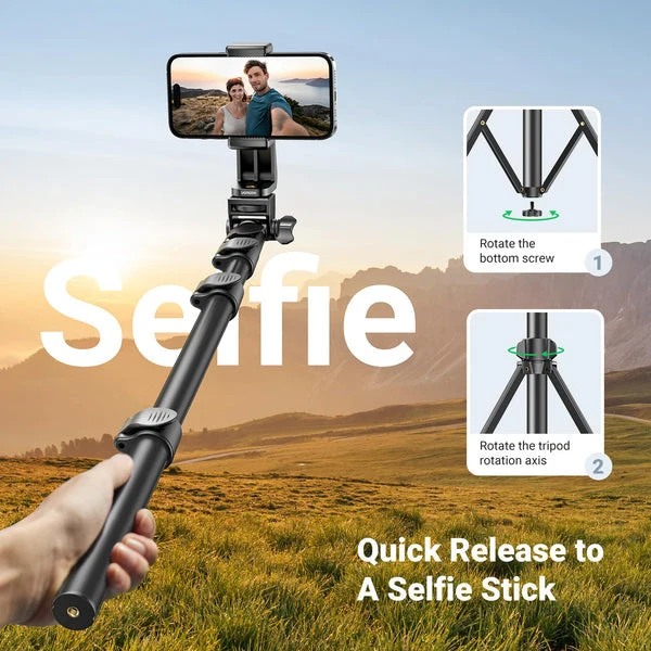 Ugreen 70-inch Aluminum Selfie Stick Tripod with Bluetooth Remote