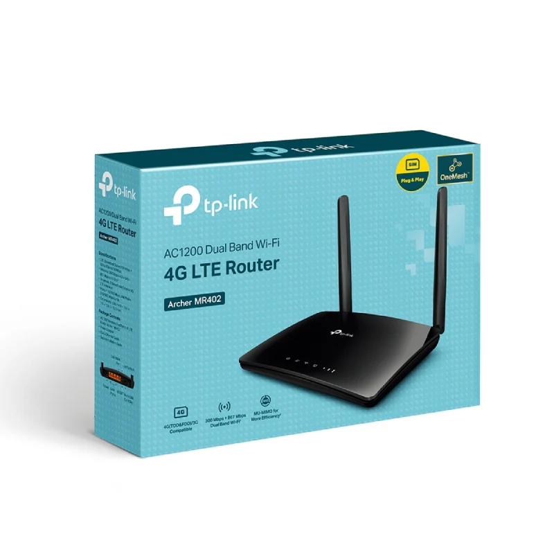 راوتر TP-Link آرتشر MR402 لاسلكي ثنائي النطاق AC1200، 4G LTE، بسرعة 867 ميجابت في الثانية عند 5 جيجاهرتز، LAN، WAN