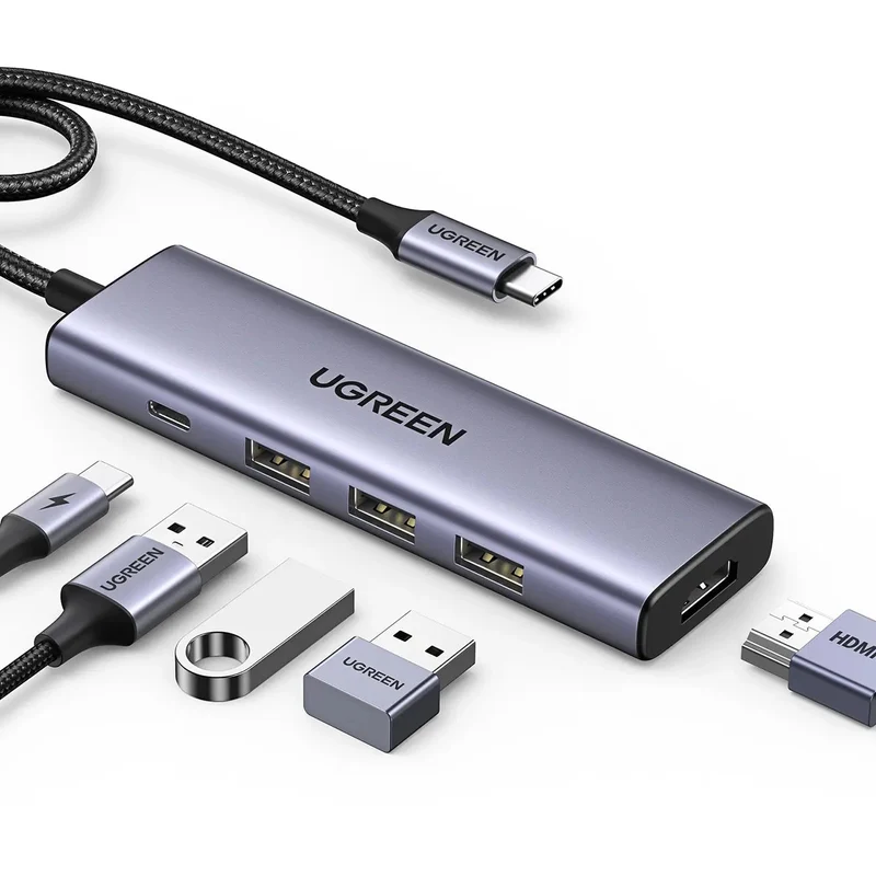 محطة إرساء متعددة المنافذ يو جرين USB-C ‏5 في 1 - USB-A / HDMI / 100 واط PD