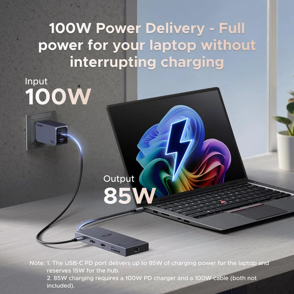 محطة إرساء يوجرين، 11 في 1، USB-C، HDMI، 100 واط