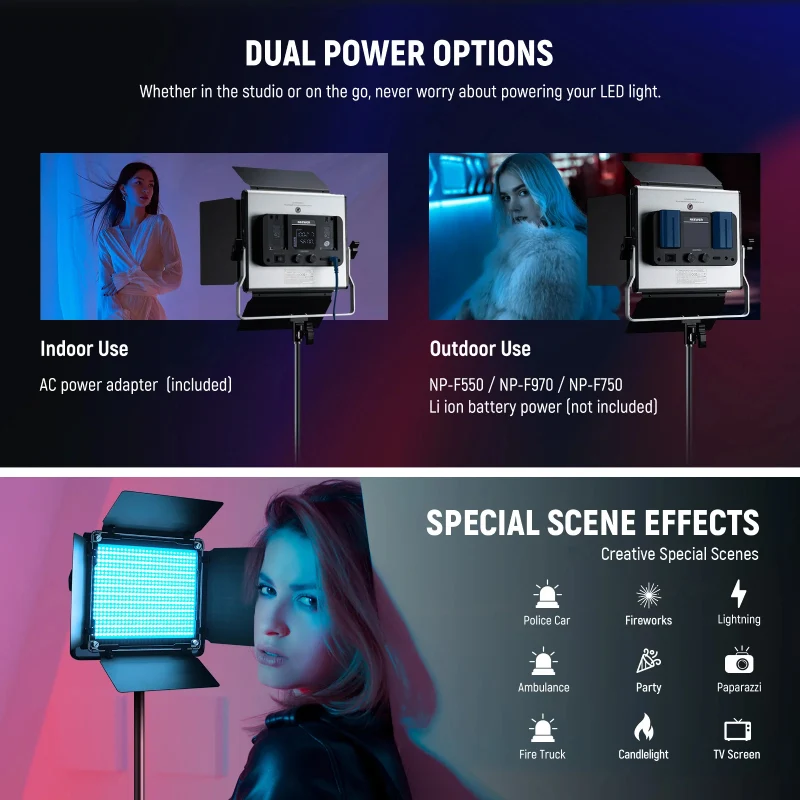 مصباح تصوير فيديو LED نيوير RGB660 PRO II المطور - 50 واط