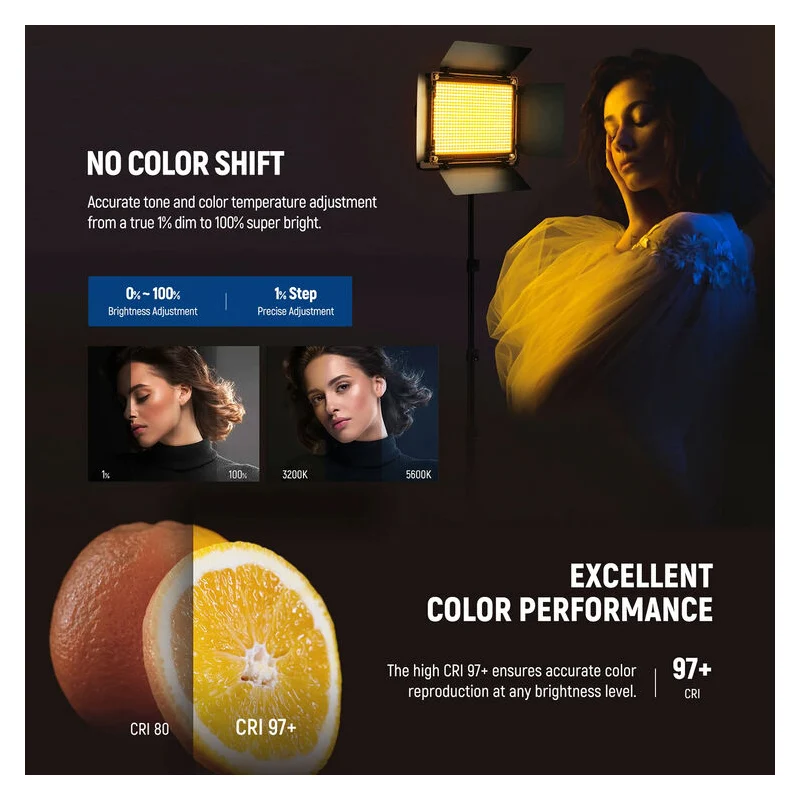 طقم إضاءة فيديو نيوير RGB660 برو II المطور بتقنية LED، عبوة من قطعتين