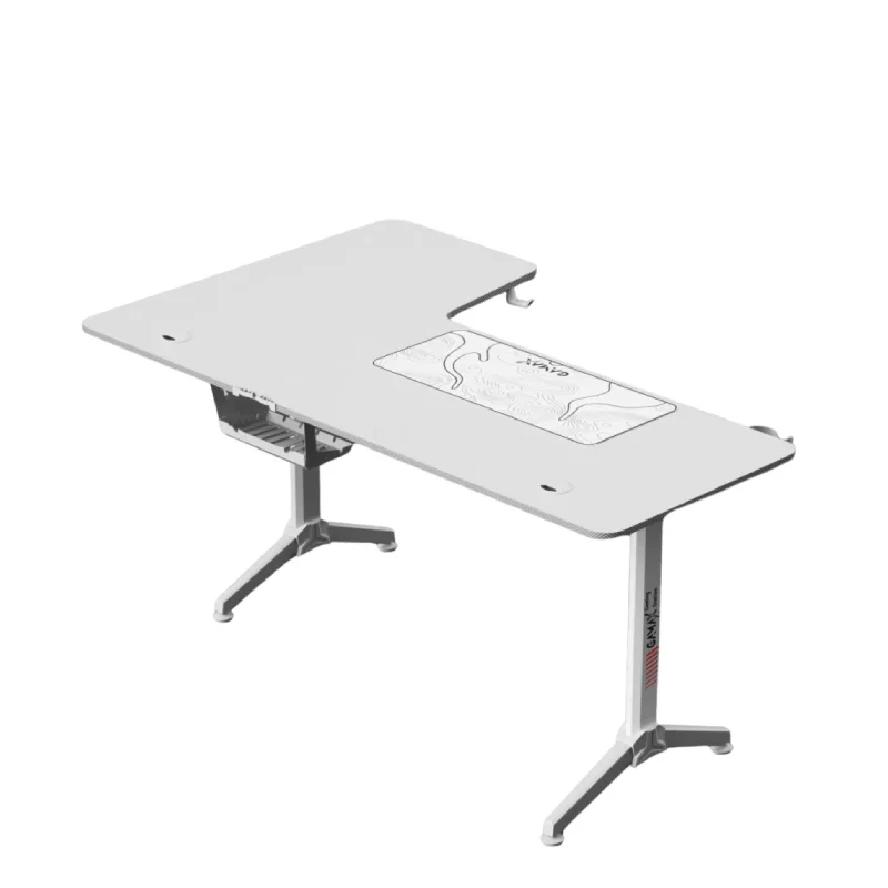 Gamax HY-R Gaming Table (L-Shaped) with MousePad - Right / White