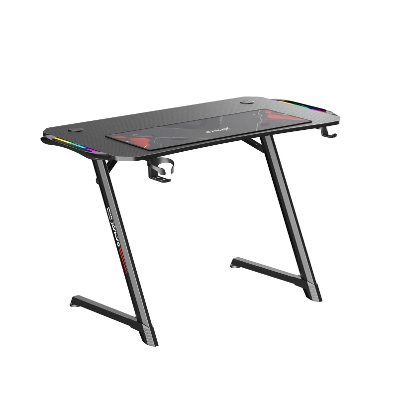 Gamax Z5-1160 (TD-03) Carbon Fiber Gaming Table with RGB Light & MousePad - RGB / Black