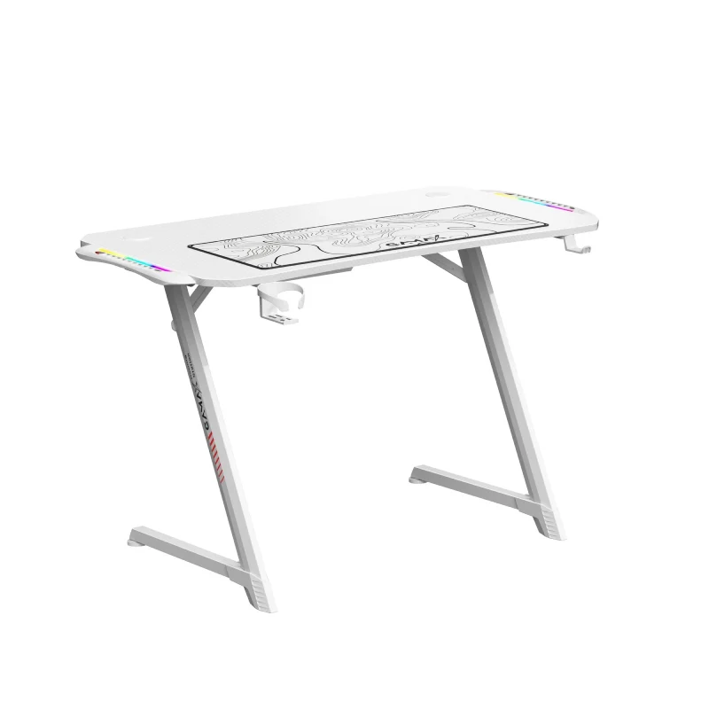 Gamax Z5-1160 (TD-03) Carbon Fiber Gaming Table with RGB Light & MousePad - RGB / White