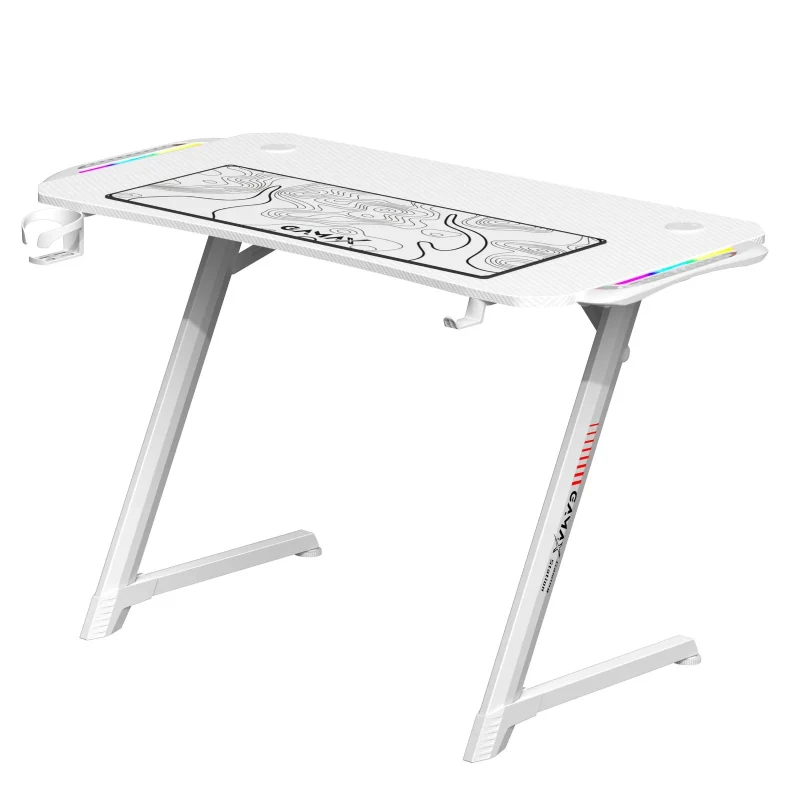 Gamax Z5-1160 (TD-03) Carbon Fiber Gaming Table with RGB Light & MousePad - RGB / White