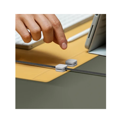 Uniq Hagen Reversible Smart Organization Desk Mat - Canary Yellow / Chalk Grey