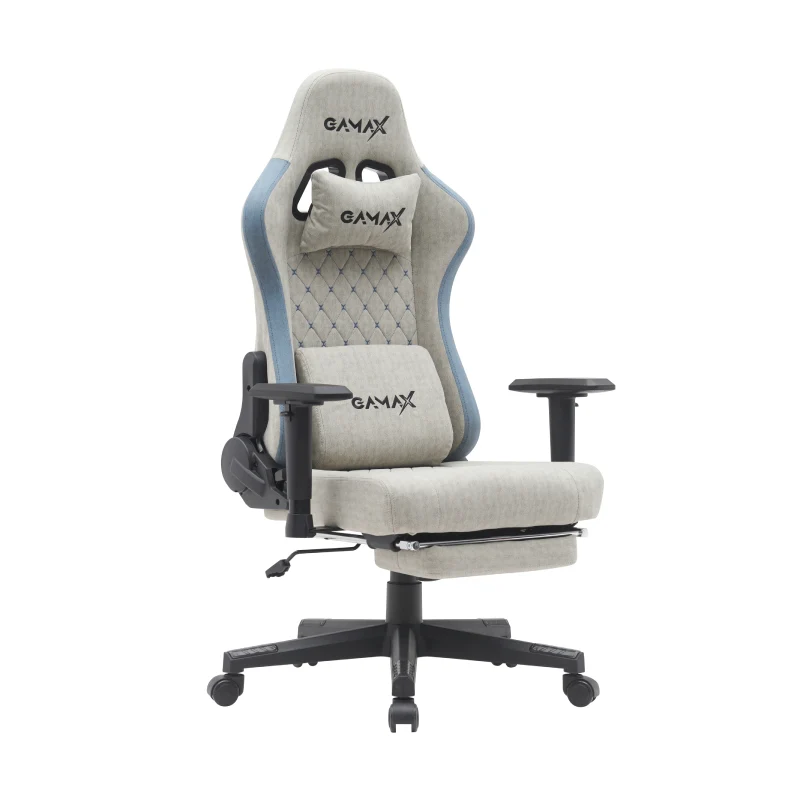 Gamax BS-7970 Gaming Chair with Foot Rest - Light Grey