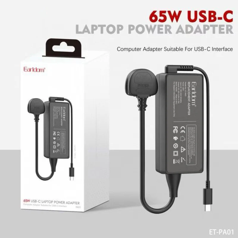 Earldom Laptop Power Adapter - 65W / USB-C / Black