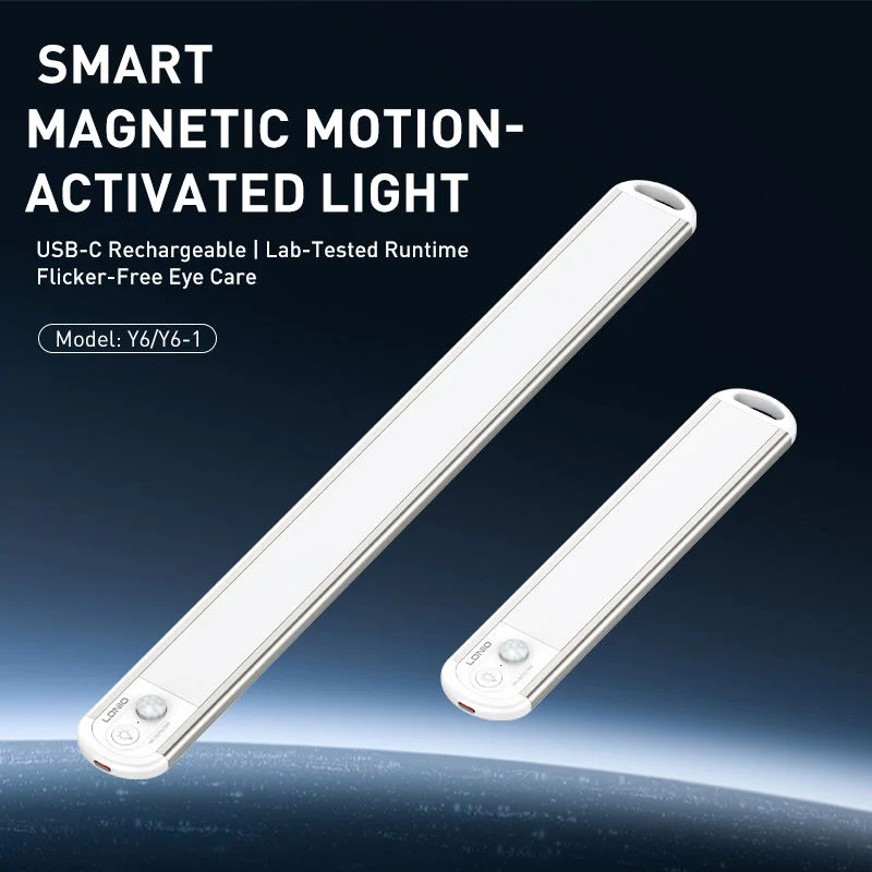 LDNIO Y6 Smart Cabinet Wireless Magnetic Sensor Light - 1500mAh / 3W / USB-C / Silver