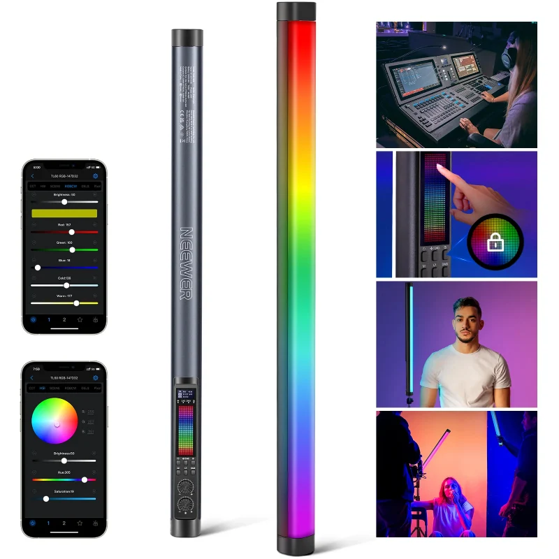 مصباح أنبوب NEEWER TL60 RGB، 3000 مللي أمبير، 20 واط