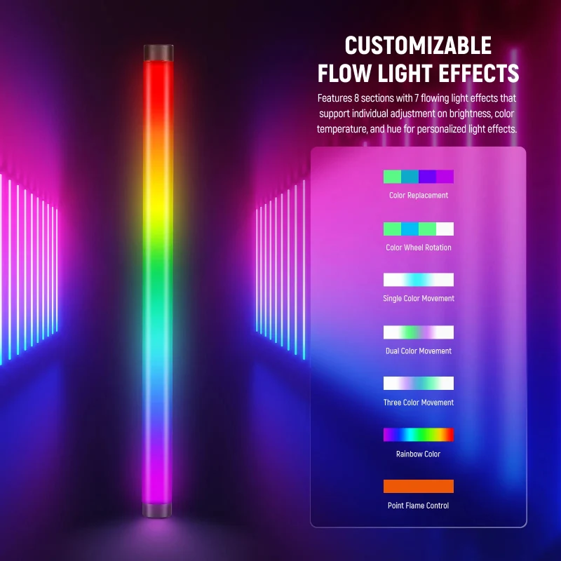 مصباح أنبوب NEEWER TL60 RGB، 3000 مللي أمبير، 20 واط