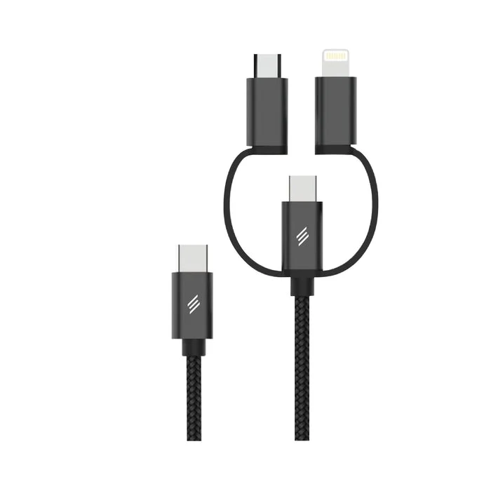 كابل سمارتكس بريميوم مجدول 3 في 1 - USB-C / لايتنينج / Micro USB / ‏11.5 متر / أسود