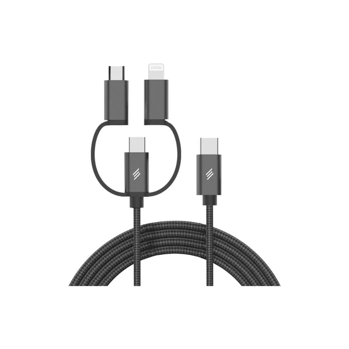 كابل سمارتكس بريميوم مجدول 3 في 1 - USB-C / لايتنينج / Micro USB / ‏11.5 متر / أسود