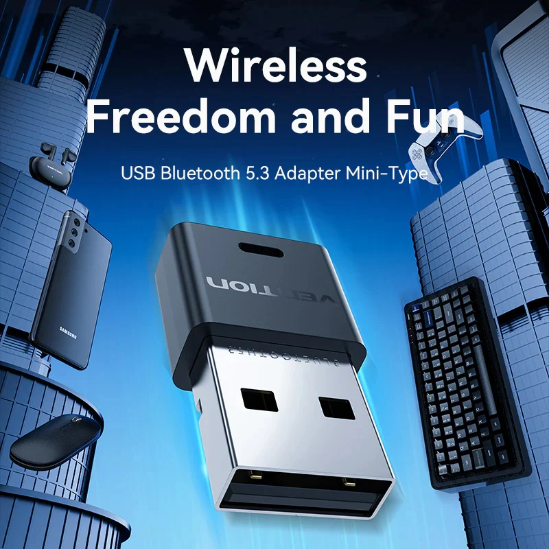 محول USB ميني، بلوتوث 5.3، فينتشن، أسود