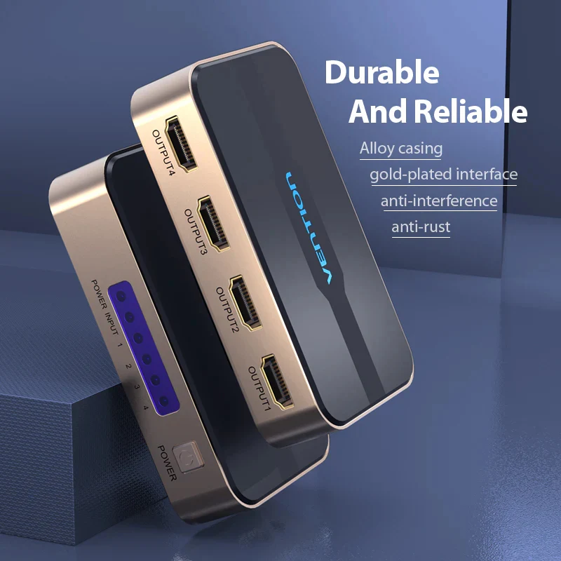 موزع HDMI فينشن بمدخل واحد و4 مخارج - 4K / أسود