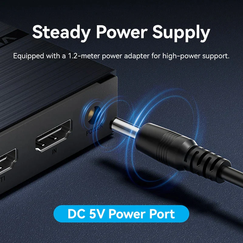 موزع HDMI فينشن بمدخل واحد و8 مخارج - 4K / أسود