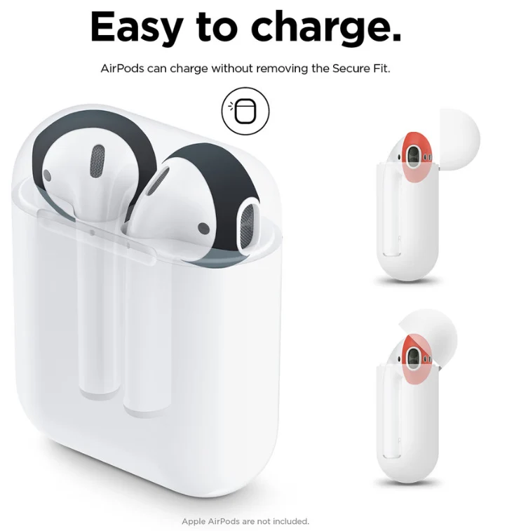 Elago Airpods 1&2 Secure Fit (2 Pairs) - Black/Red