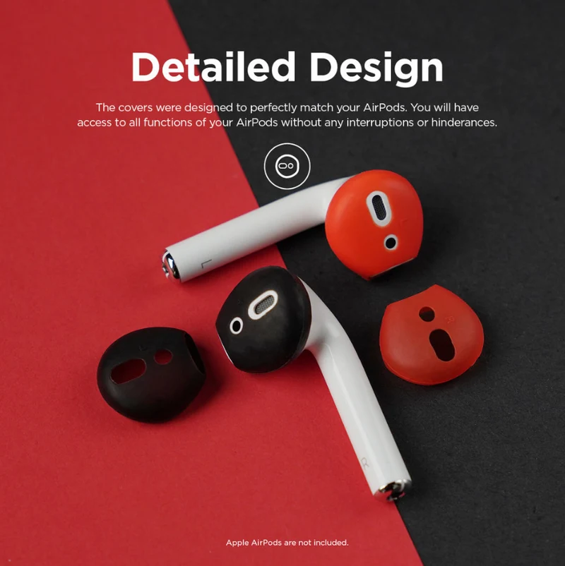 Elago Airpods 1&2 Secure Fit (2 Pairs) - Black/Red