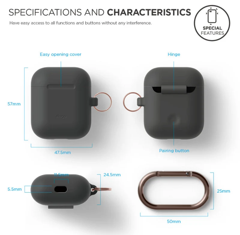 Elago Airpods 1&2 Hang Case - Dark Gray