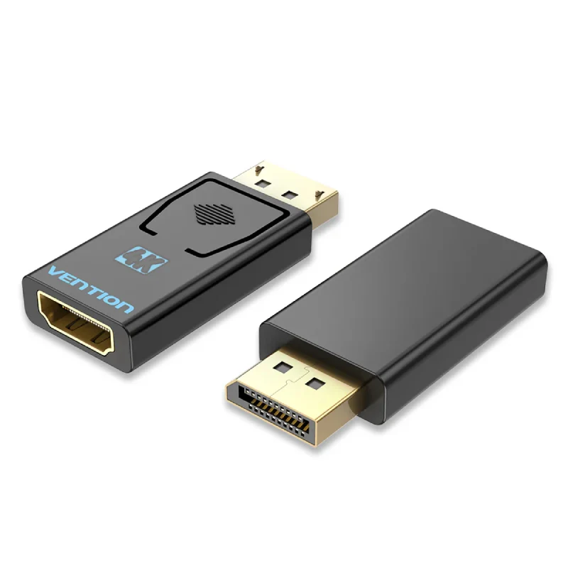 محول فينشن من ديسبلاي بورت ذكر إلى HDMI أنثى، بدقة 4K، باللون الأسود