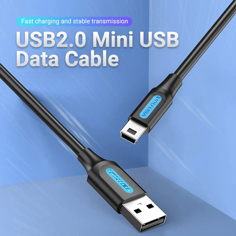 Vention USB 2.0 A Male to Mini-B Male Cable - 0.5M / Black