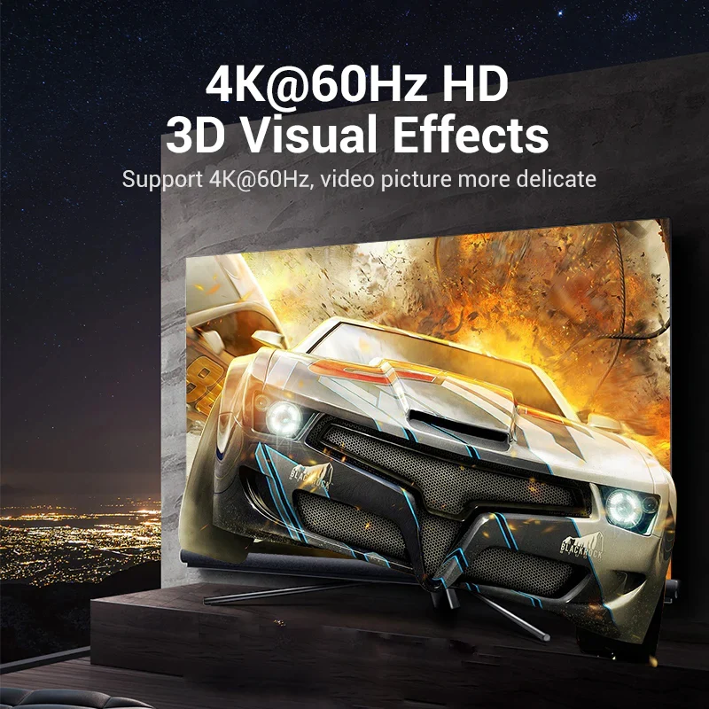 محول فينشن ميني HDMI إلى HDMI، 4K، باللون الأسود