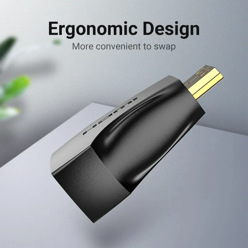 محول فينشن ميني HDMI إلى HDMI، 4K، باللون الأسود