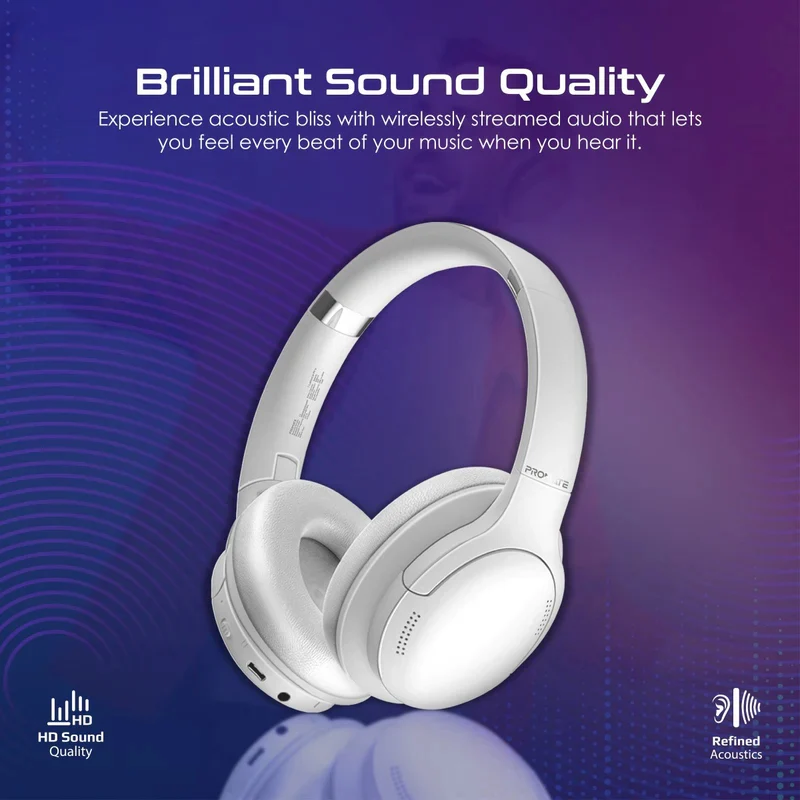 PROMATE LaBoca-Pro High Fidelity Over-Ear Wireless Headphones - 300mAh / White