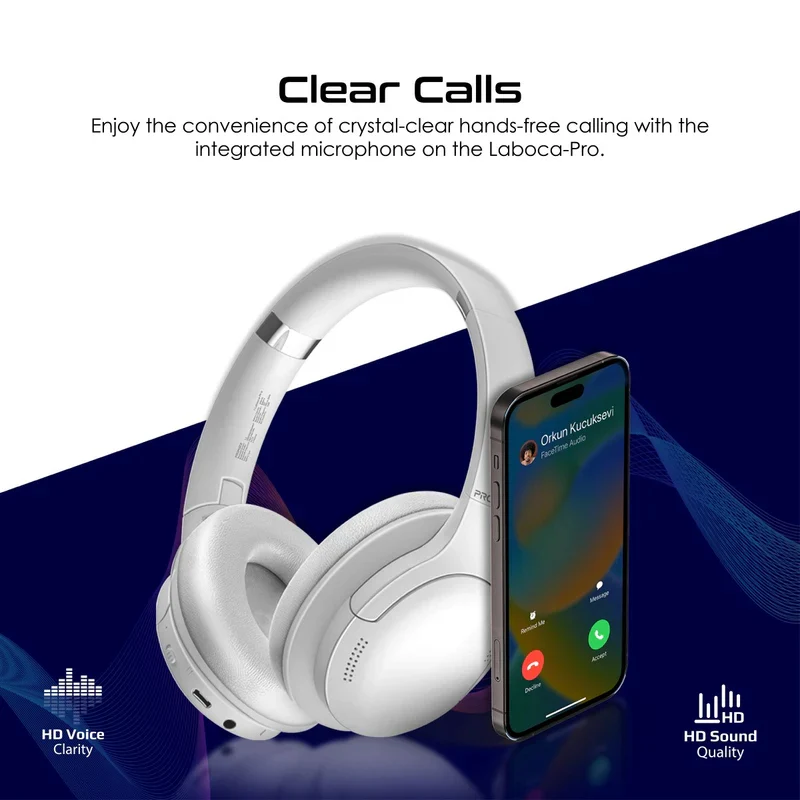 PROMATE LaBoca-Pro High Fidelity Over-Ear Wireless Headphones - 300mAh / White