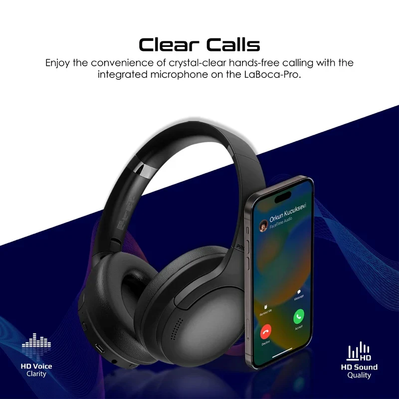 PROMATE LaBoca-Pro High Fidelity Over-Ear Wireless Headphones - 300mAh / Black