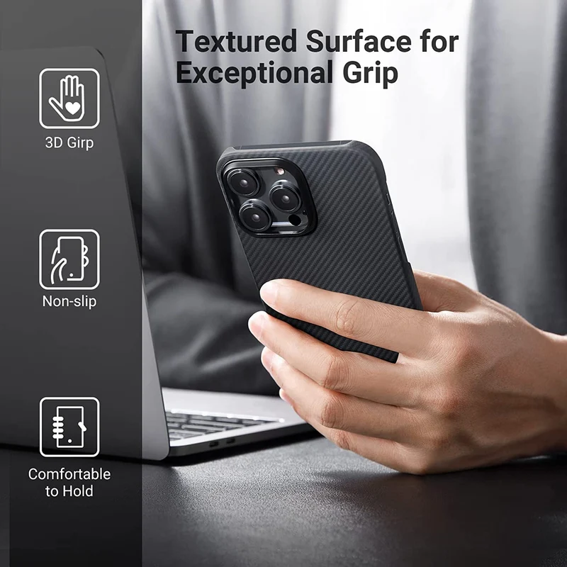 Pitaka Iphone 14 Pro Magez Case - Black/Grey Twill